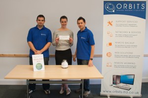 CharityDrawWinner | Orbits IT | Orbits IT Jim Pete from Orbits and Catherine from Vale of Glam Council