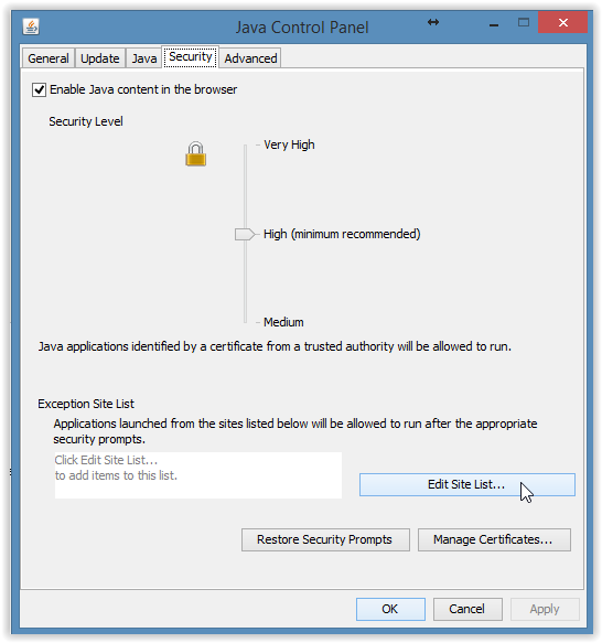 Java Control Panel | Orbits IT | Orbits IT Java Control Panel