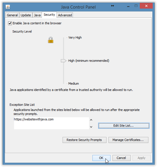 Java Control Panel | Orbits IT | Orbits IT Java Control Panel